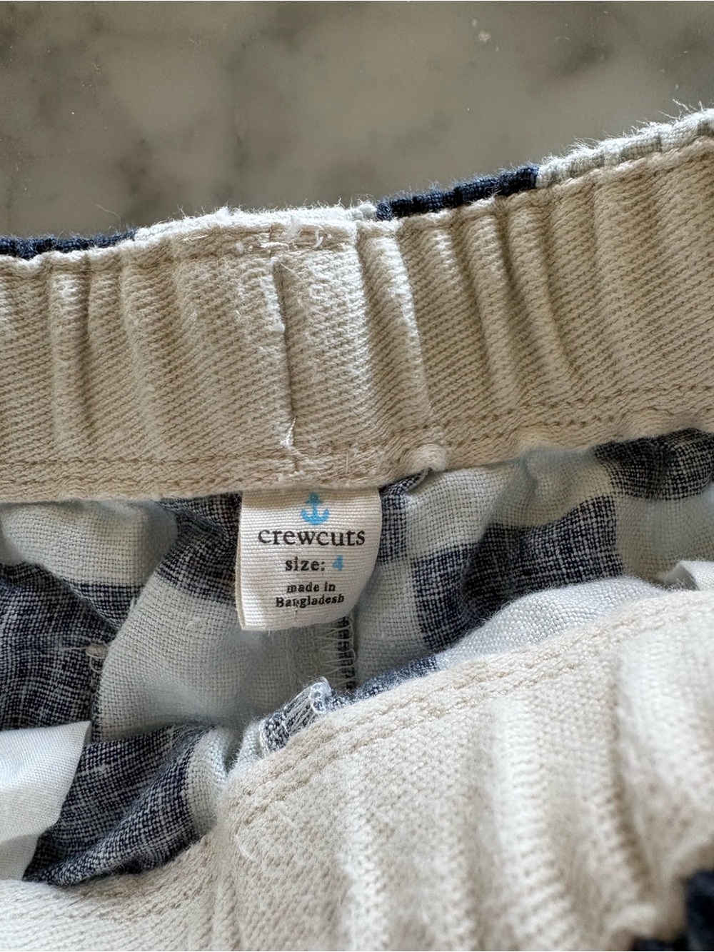 J. Crew Crew Cuts Navy and White Check Drawstring Shorts - Picture 3 of 3
